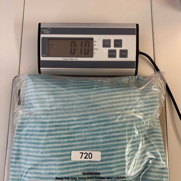 Chico’s 100% Linen Button Down Shirt Women’s Size 3‎ (XL) Aqua Blue White Stripe - Picture 9 of 9